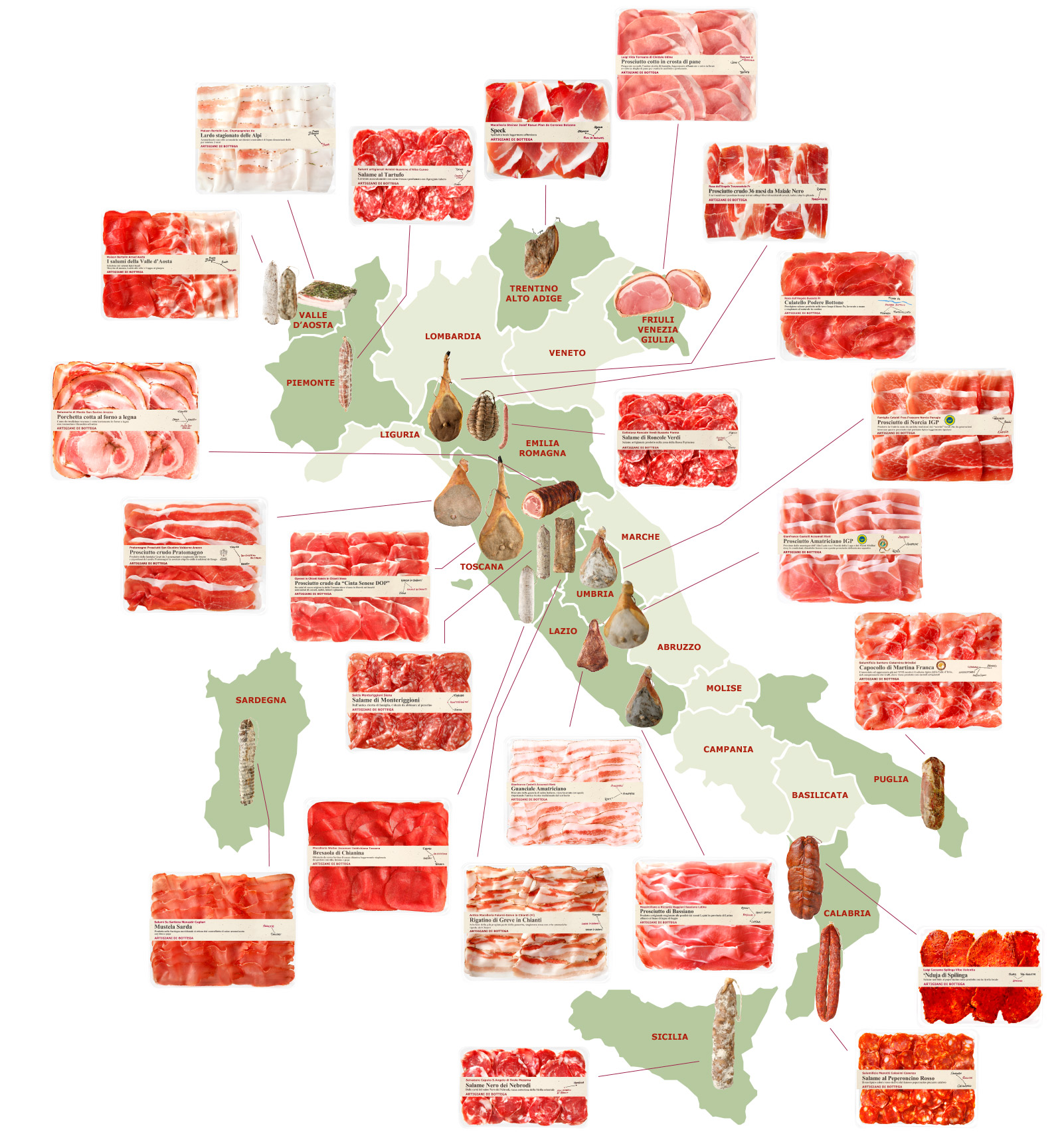 cartina Italia Artigiani di Bottega