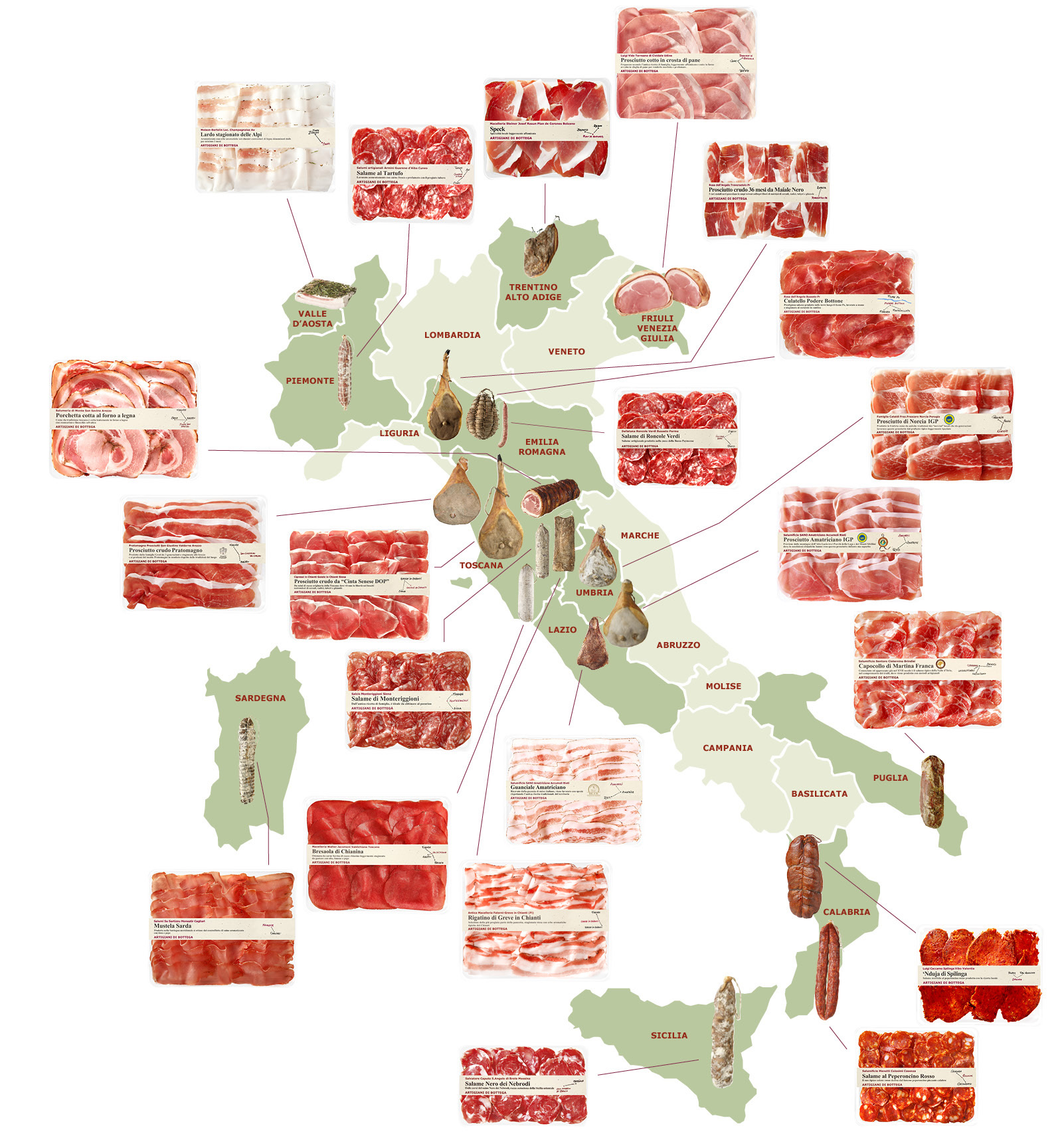 cartina Italia Artigiani di Bottega